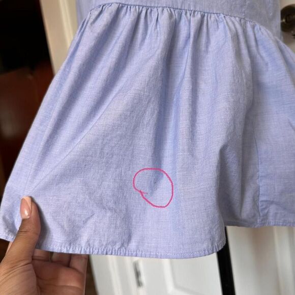 Express Women's Blue Chambray peplum tank top with tie back, L - Picture 5 of 8